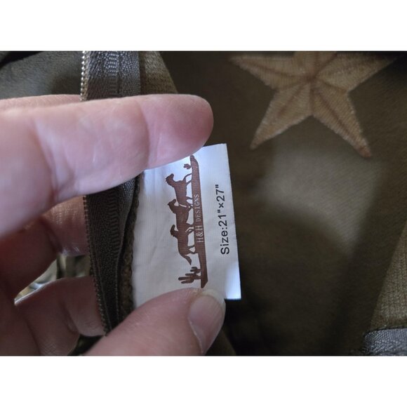 H&H Designs Decorative Pillow Cover 21x27 Western Star Fringe Accent Brown Tan - Picture 4 of 5